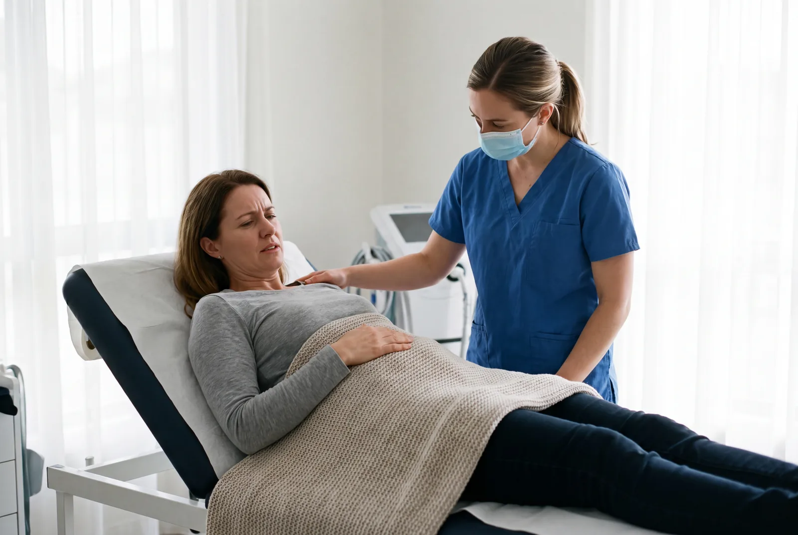 Abdominal pain bedside at Urgent Care USA, Plant City FL