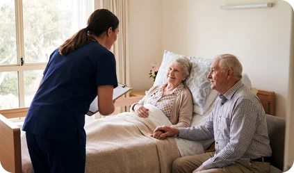 Bedside senior couple at Urgent Care USA, Plant City FL