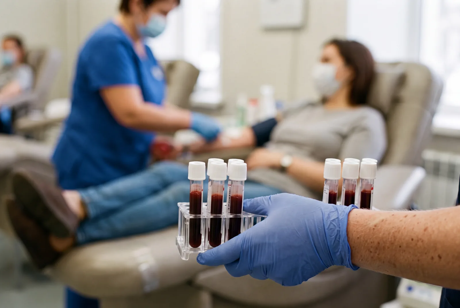 Blood donation tubes at Urgent Care USA, Plant City FL