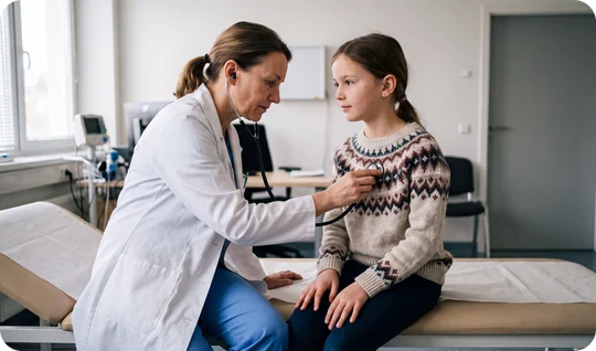 Child chest exam at Urgent Care USA, Plant City FL