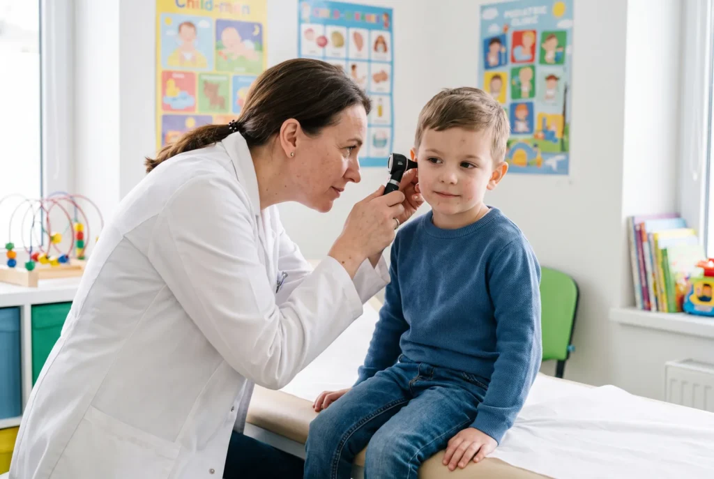 Child ear exam at Urgent Care USA, Plant City FL