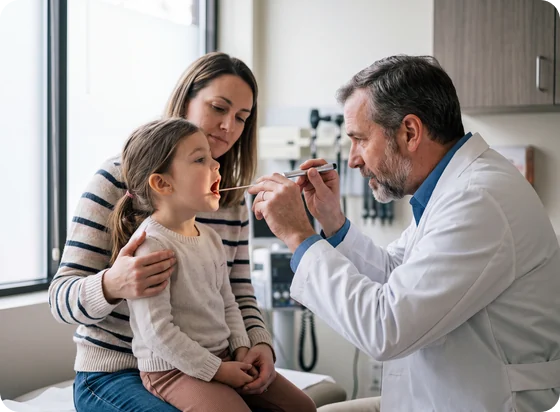 Child throat mother at Urgent Care USA, Plant City FL
