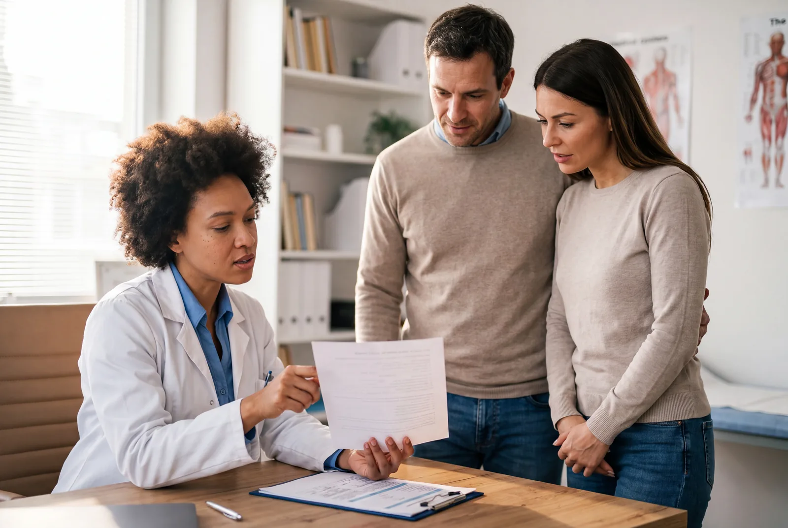 Couple reviewing results at Urgent Care USA, Plant City FL
