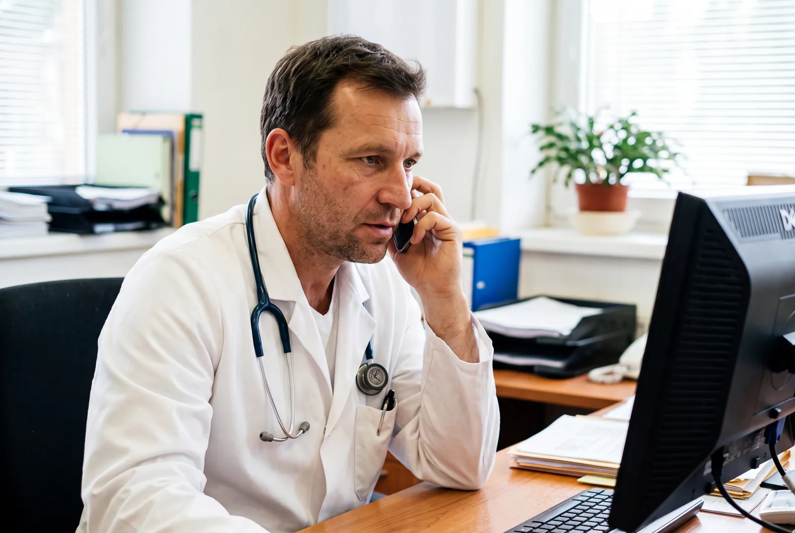 Doctor phone desk at Urgent Care USA, Plant City FL