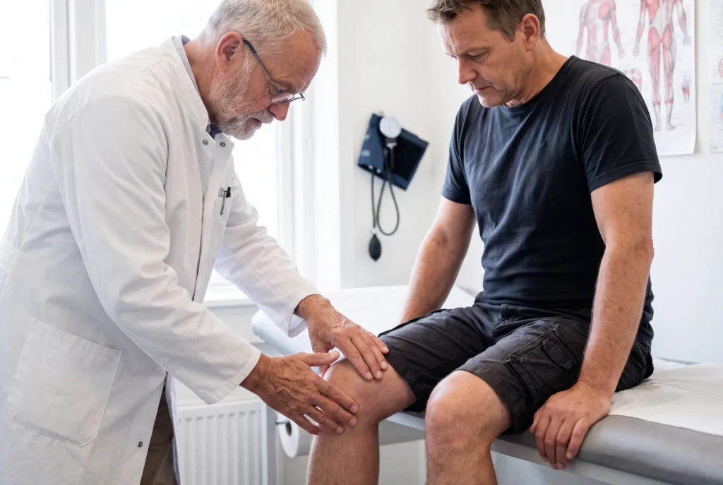 Knee examination at Urgent Care USA, Plant City FL
