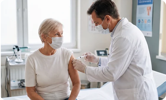 Senior vaccination at Urgent Care USA, Plant City FL
