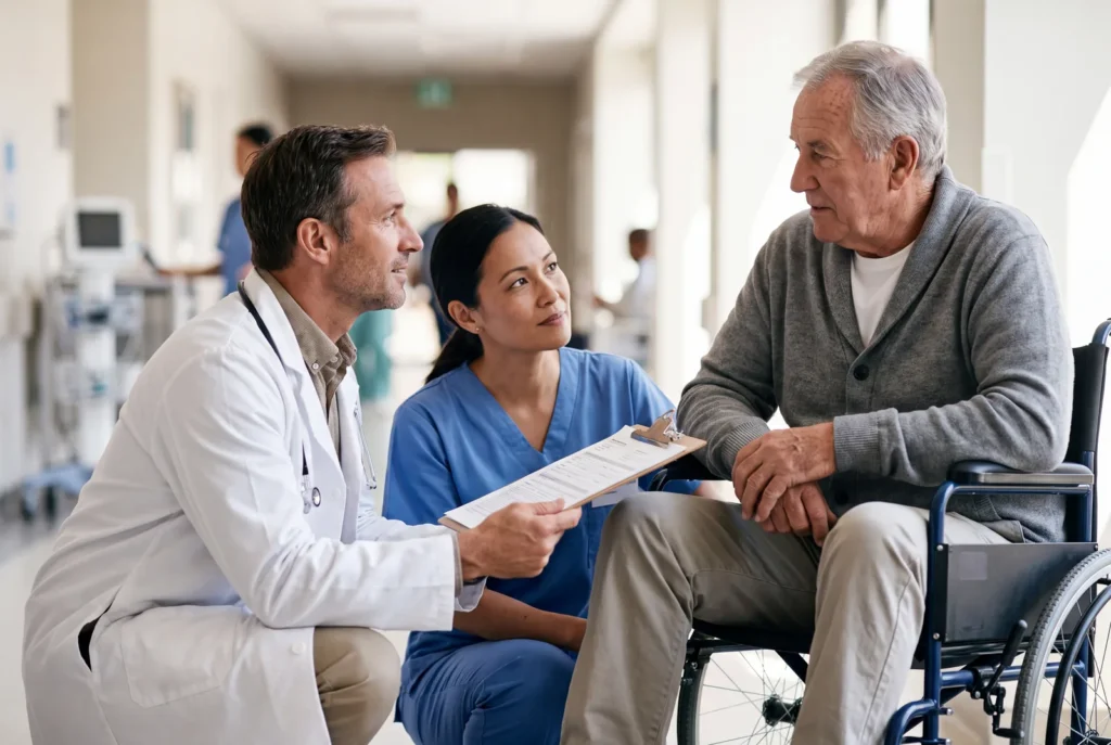Team wheelchair patient at Urgent Care USA, Plant City FL